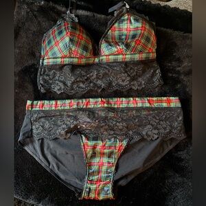 Adore Me Tartan and Lace Intimate Set